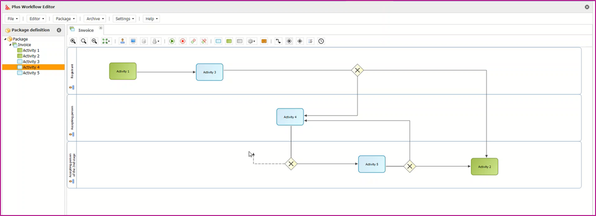 Modelowanie przepływu procesu w Plus Workflow Editor 
